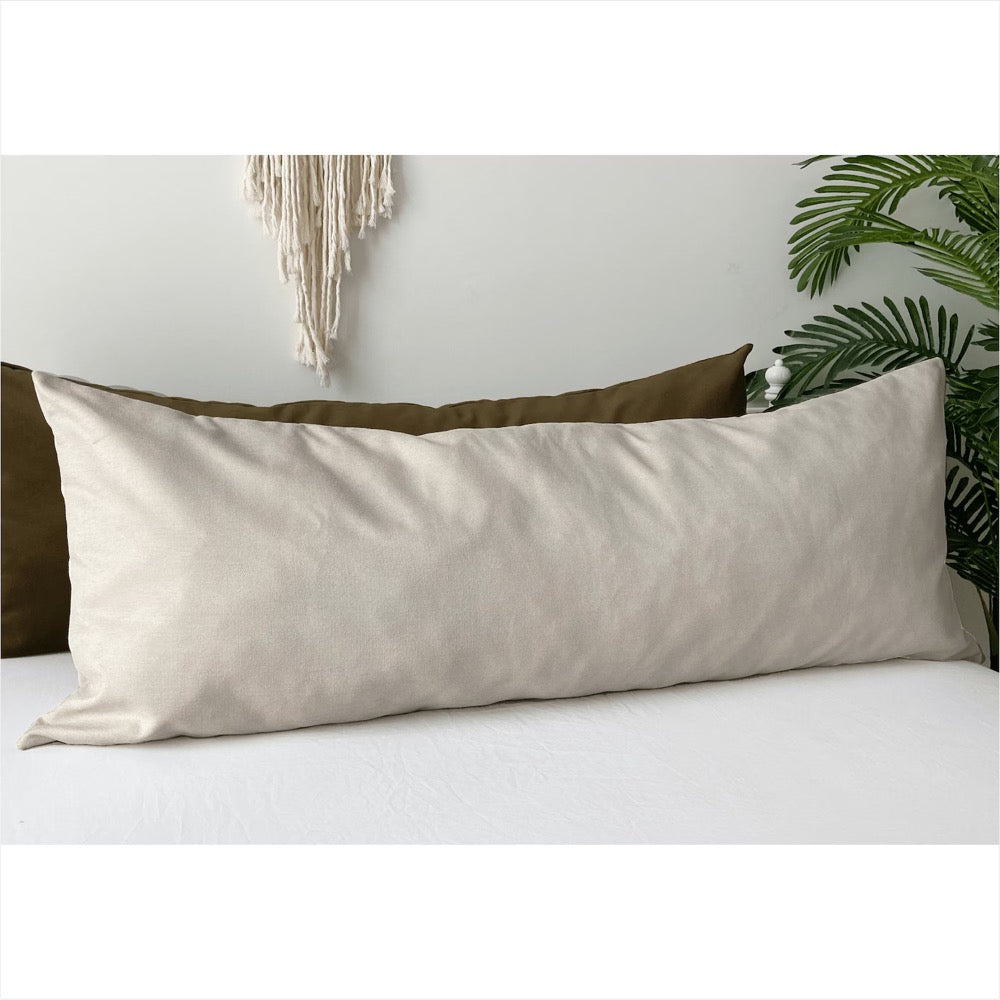 Natural Linen Body Pillow Cover: Long Lumbar Pillowcase, Farmhouse Style (Only Cover)