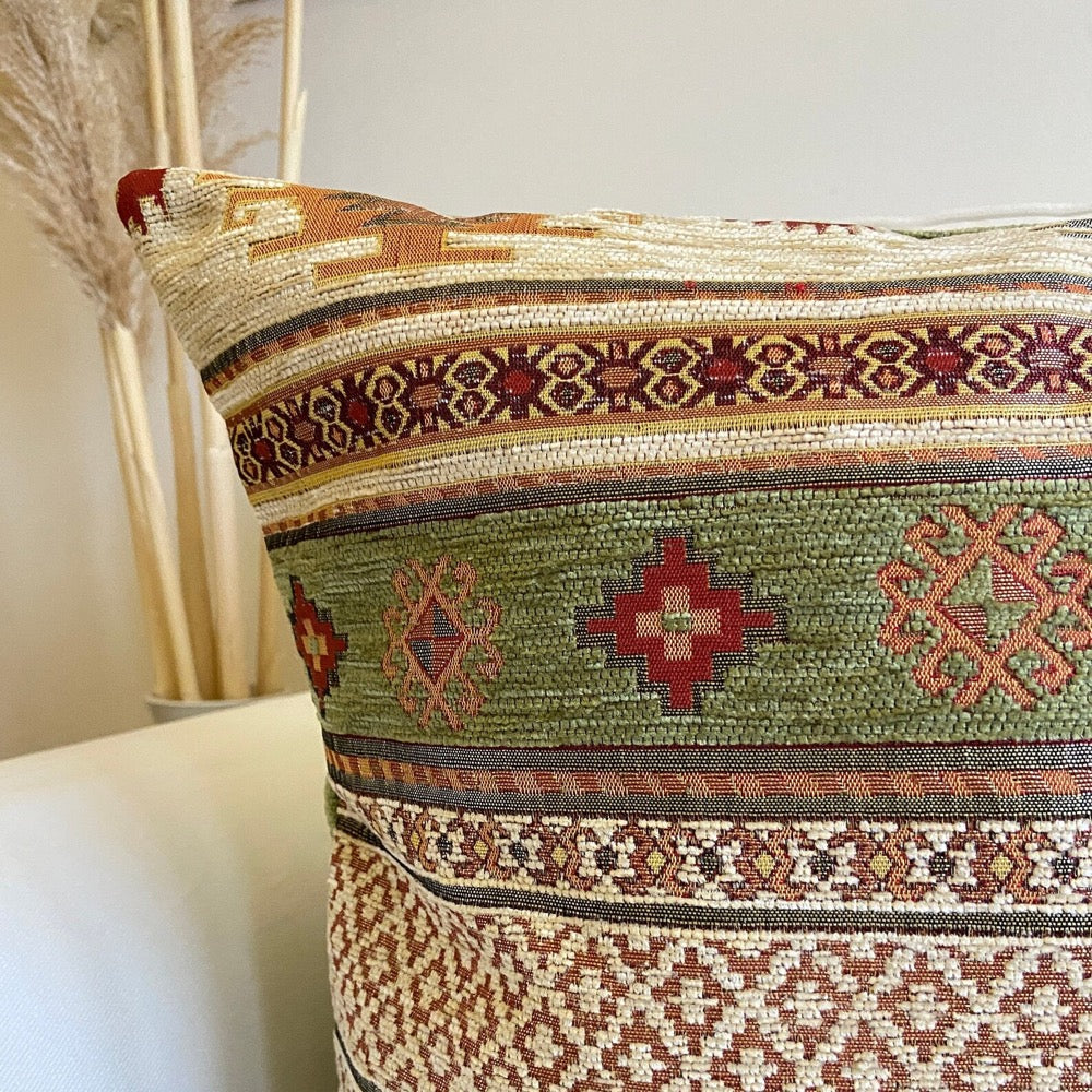 Rug Pattern Pillow Cover: Navy Blue Chenille Decorative Cushion