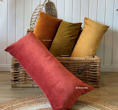 Burnt Orange Velvet Lumbar Pillow Cover: Extra Long Body Pillow