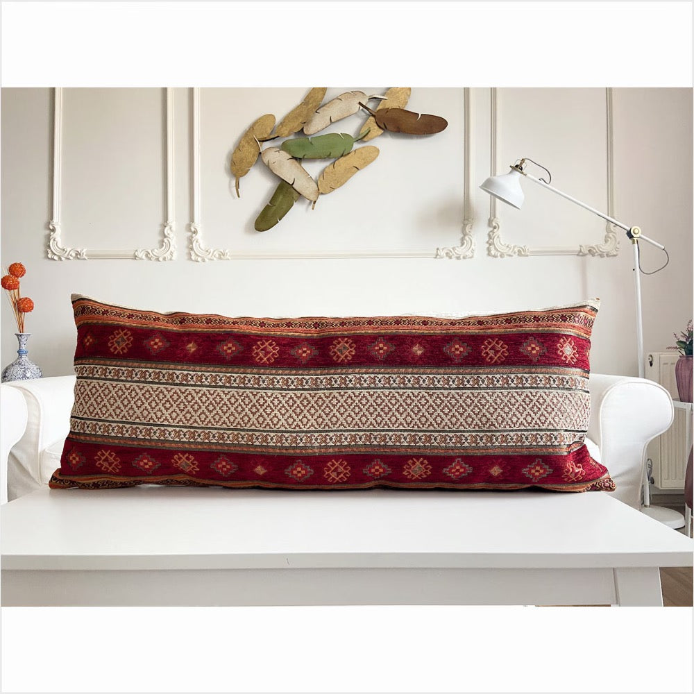 Rug Pattern Pillow Cover: Navy Blue Chenille Decorative Cushion