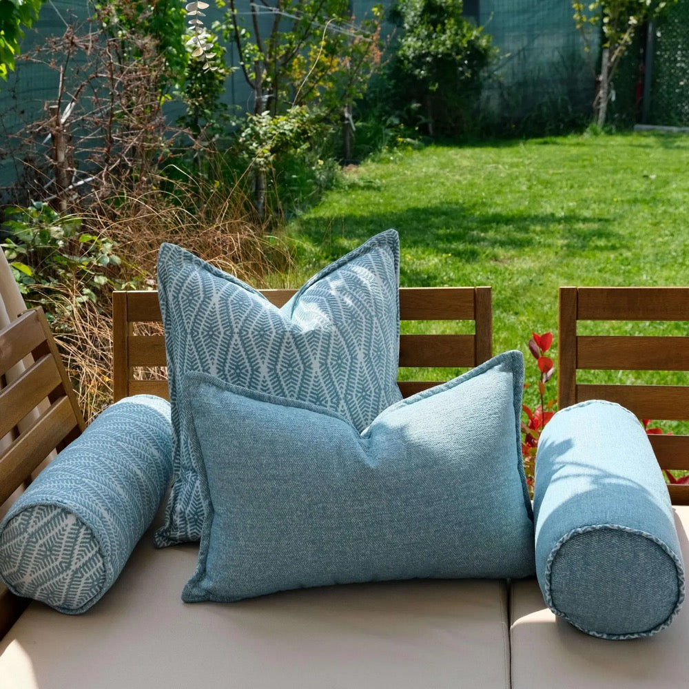 Cushion Set for Outdoor Patio – Sofa & Bolster Pillows – Water Repellent Garden Seating