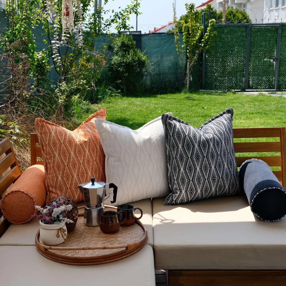 Cushion Set for Outdoor Patio – Sofa & Bolster Pillows – Water Repellent Garden Seating
