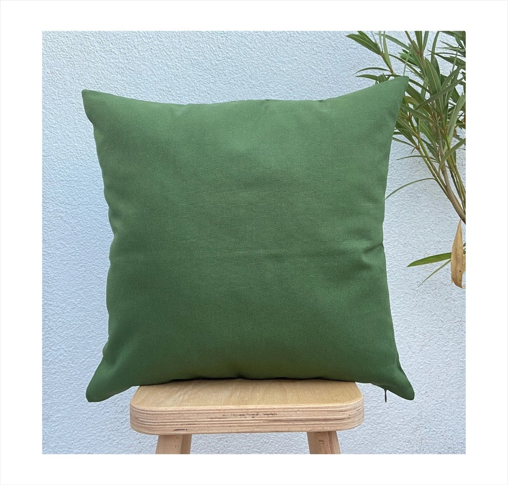 Green Cotton Outdoor Pillow Cover: Stain & Water Resistant