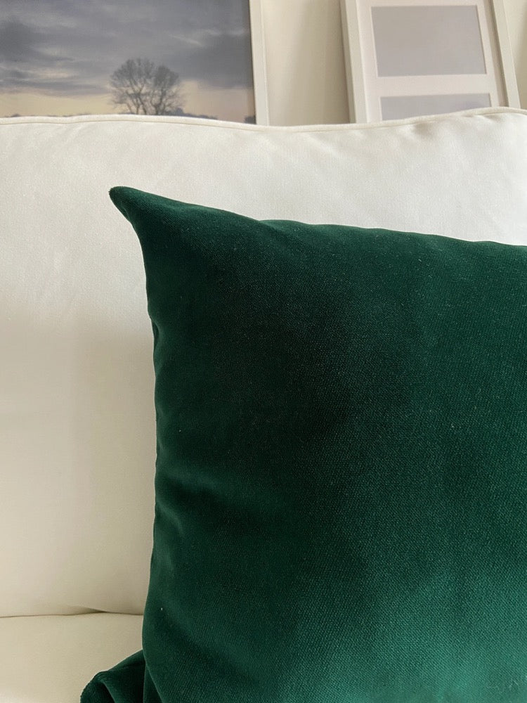 Emerald Green Velvet Lumbar Pillow Cover, Decorative Couch Pillow