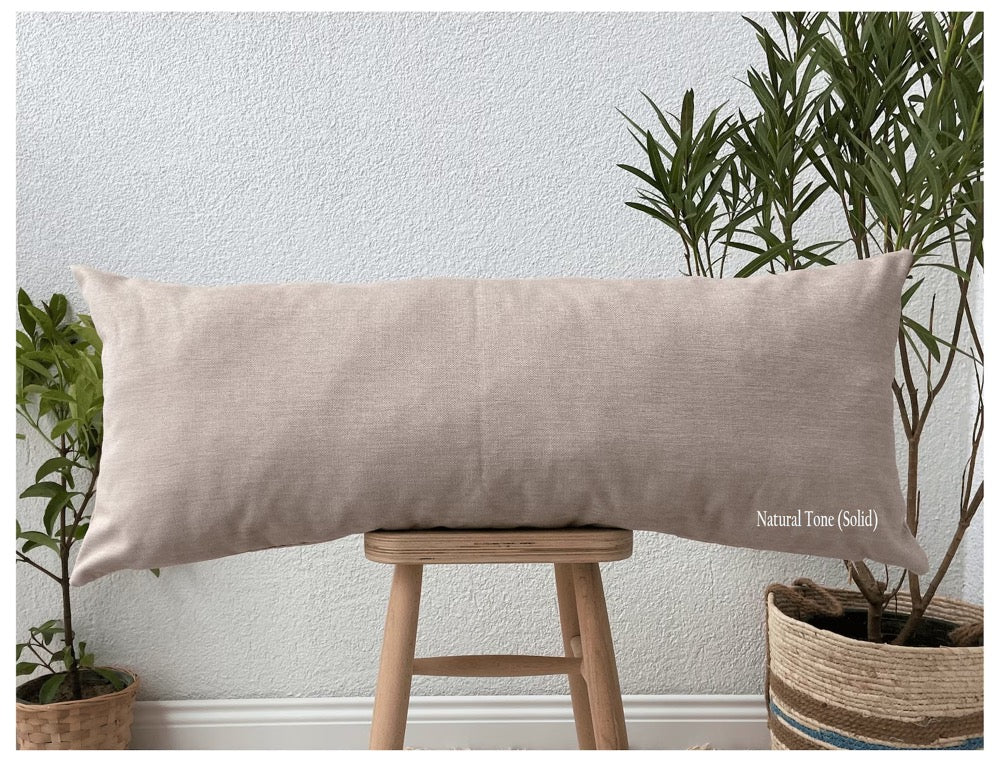 Natural Linen Body Pillow Cover: Long Lumbar Pillowcase, Farmhouse Style (Only Cover)