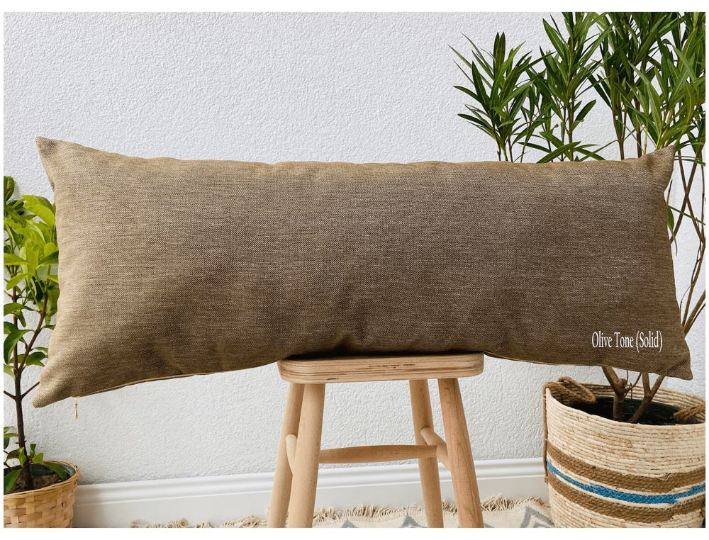 Natural Linen Body Pillow Cover: Long Lumbar Pillowcase, Farmhouse Style (Only Cover)