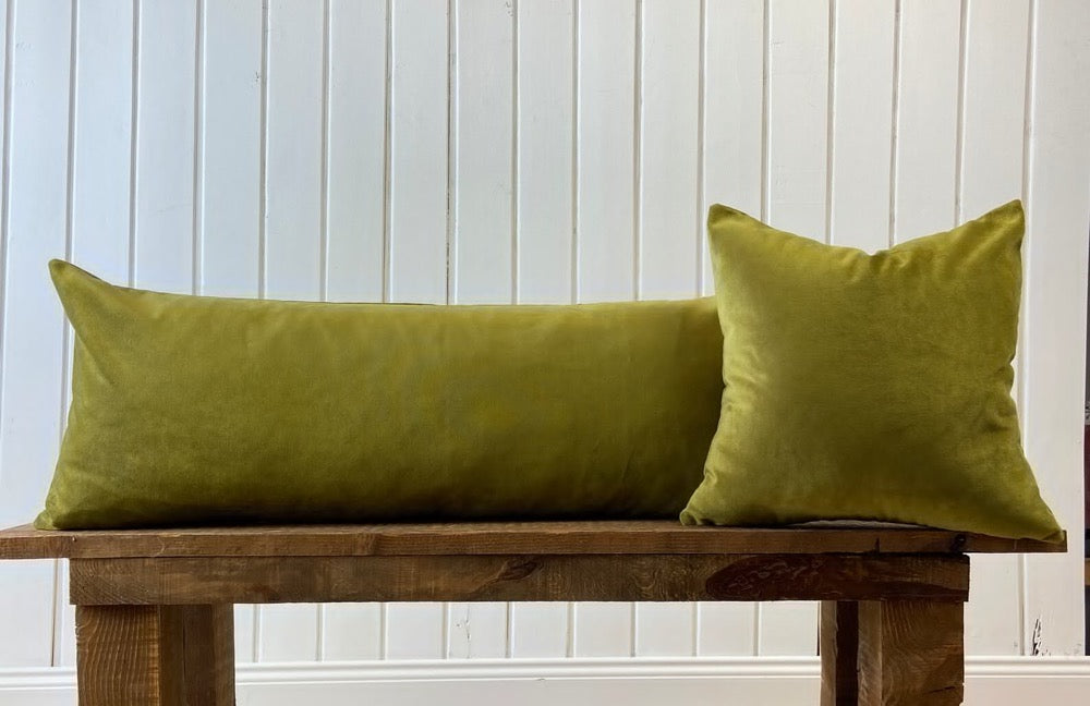 Green Velvet Lumbar Pillow Cover: Long Body Pillow, Decorative Accent