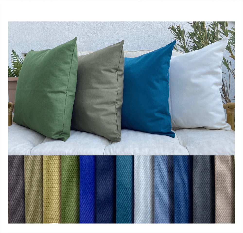 Green Cotton Outdoor Pillow Cover: Stain & Water Resistant