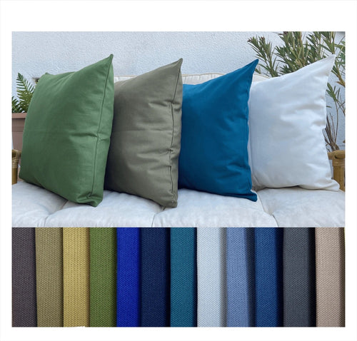 Green Cotton Outdoor Pillow Cover: Stain & Water Resistant