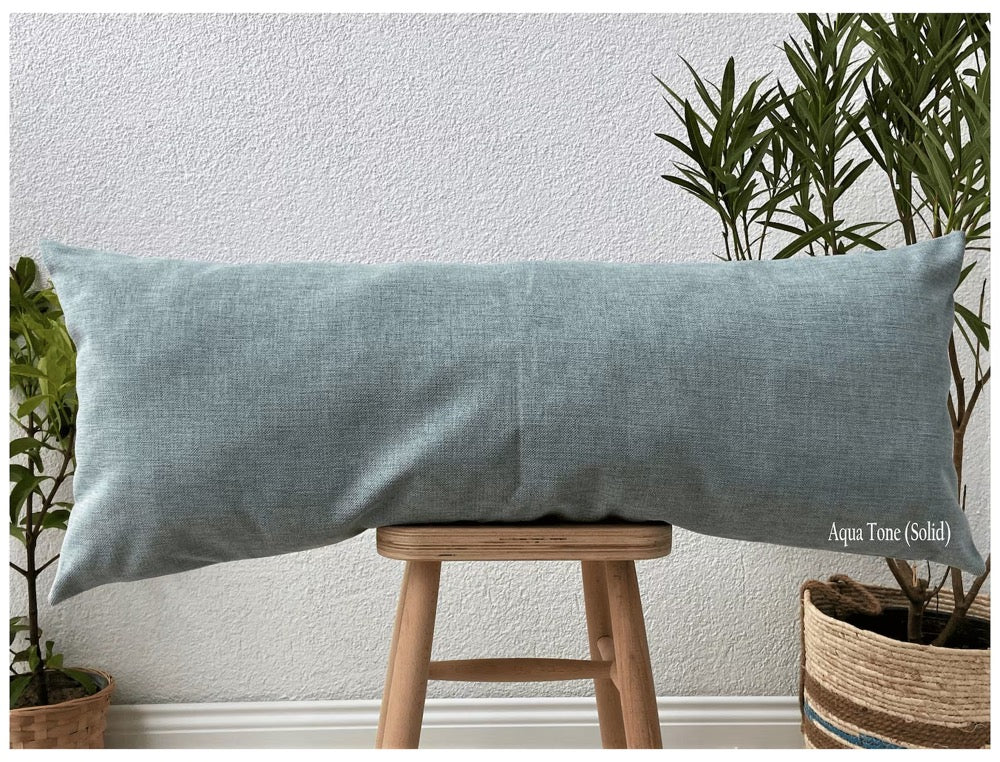 Natural Linen Body Pillow Cover: Long Lumbar Pillowcase, Farmhouse Style (Only Cover)
